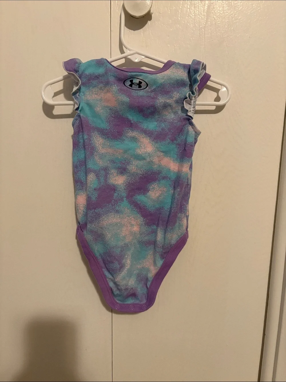 Under Armour Purple Tie-Dye Ruffle Sleeve One-Piece with Teal & Pink Accents